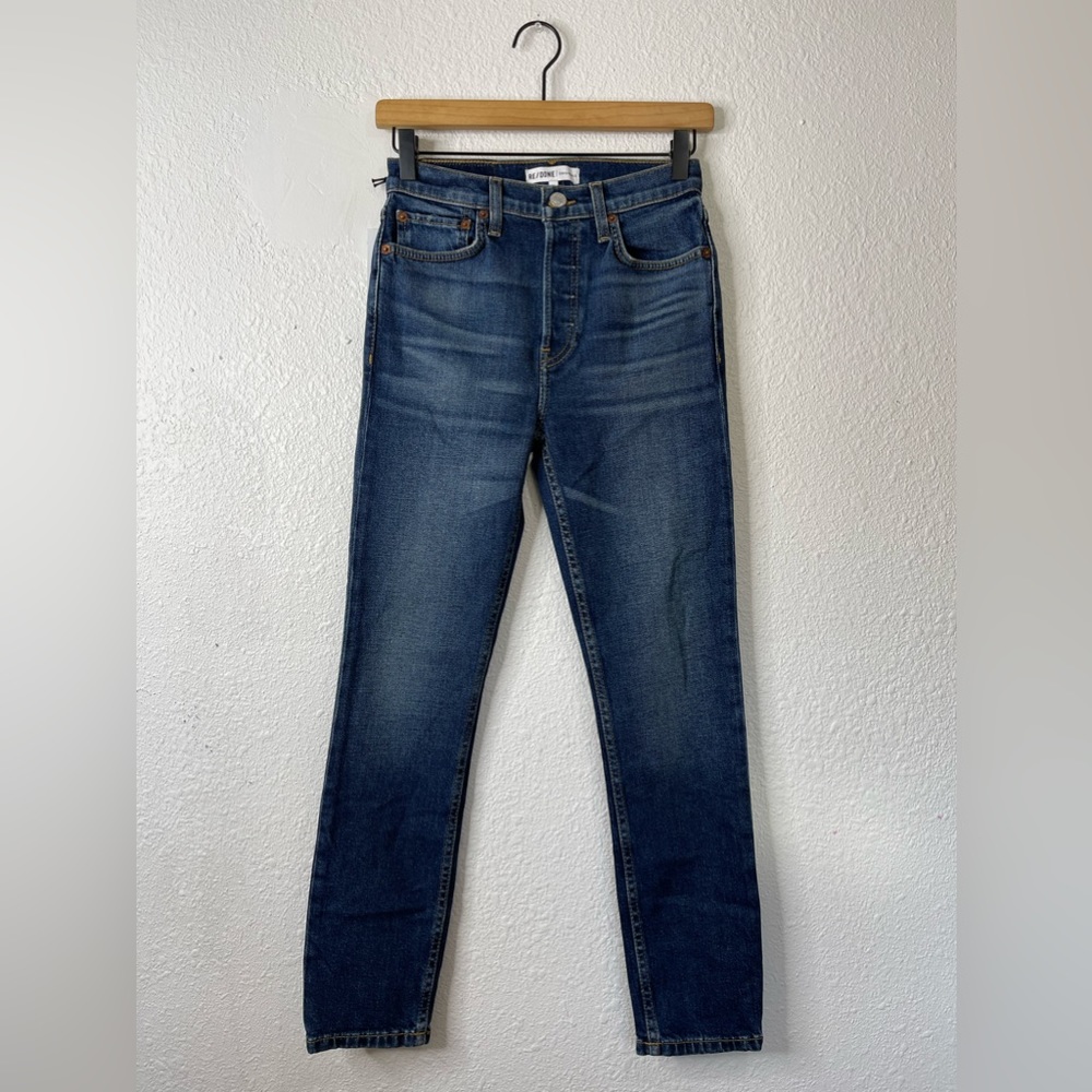 RE/DONE Originals High Rise Ankle Crop Jeans in Midnight Blue Size 24 NWT